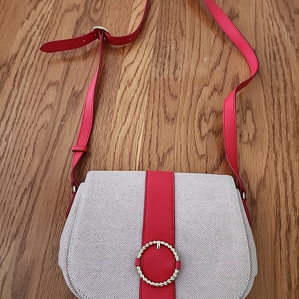 Talbots Red and Cream Crossbody Bag